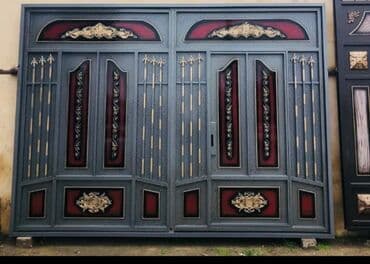 жер тошок: Железо Дворовые ворота, Распашные, 3 м, Механические, С дверью, цвет - Голубой, Нет кредита, Платная установка, Платная доставка — 15