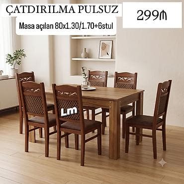 Masa dəsti MASA +6 STULL💥 Masa açılan : 80x1.30/1.70+6stul: 299₼ lalafo.az -da Masa dəsti MASA +6 STULL💥 Masa açılan : 80x1.30/1.70+6stul: 299₼