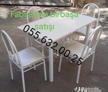 stol stul işlenmiş: Yeni, Kvadrat masa, 4 stul, Açılmayan, Stullar ilə, Metal, Azərbaycan — 29