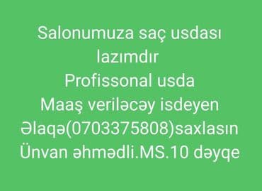 qadinlar ucun is elanları 2022: Qadın saç ustası tələb olunur, Fiks edilmiş ödəniş — 1