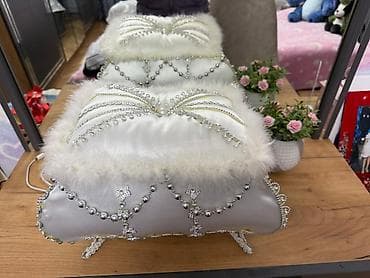 bayram xonçasi: Zinətli toy/gəlin sandığı – dekorativ kürsülü qutu - Material: atlas — 4