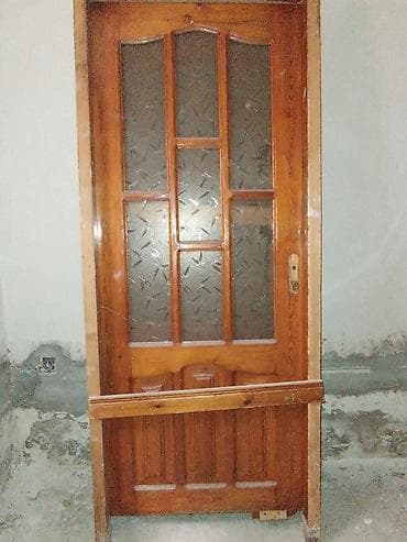 qapi sekilleri: Taxta iç qapı – şüşəli model - Material: təbii ağac (çərçivə və panel — 1