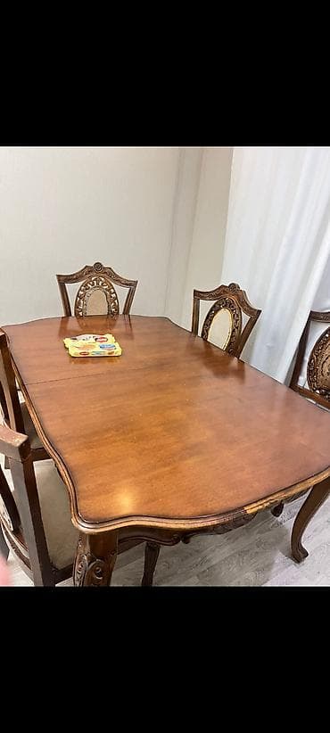 Qonaq otağı üçün, İşlənmiş, Dördbucaq masa, 6 stul