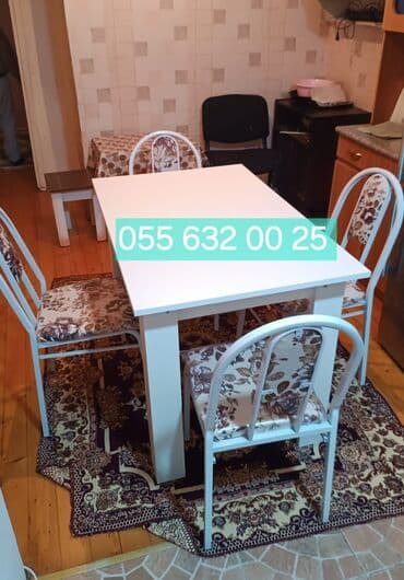 metbex stolu qiymeti: Mətbəx üçün, Açılmayan, Dördbucaq masa, 4 stul — 3