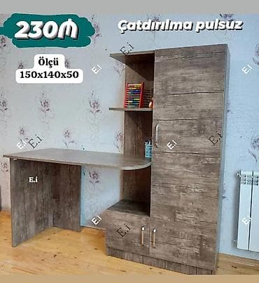 kunc masa: Düz masa, Polkalı, Siyirməsiz, Teksturalı laminat, Zəmanətli, Kredit yoxdur — 1