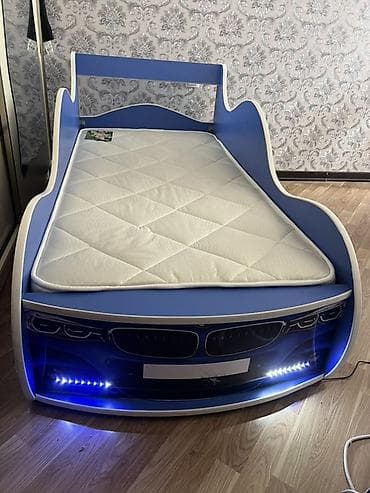 usaq matrasi: Uşaq üçün “avtomobil” dizaynlı çarpayı - Rəng: mavi-ağ - Korpus — 3