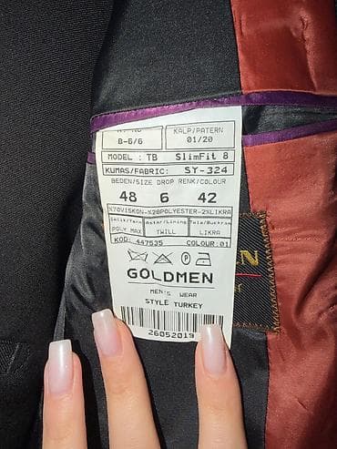 Личные вещи: Goldmen kişi kostyumu – SlimFit 8 model - Rəng: qara (Colour: 01) - — 3