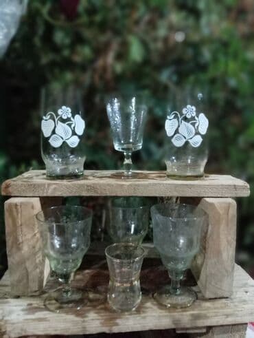 вешалки напольные в прихожую дорогие: Qədəh və stəkan dəsti - 7 ədəd müxtəlif tipli şüşə qədəh/stəkan — 3