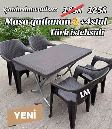 Yeni Plastik masa dəsti📌 Türk istehsalı masa+4STUL 📌 Qiymət: 125₼ — 1