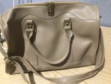 женские сумки с декоративным ремнем: Bej rəngli qadın çantası - Material: yumşaq süni dəri - Rəng: neytral — 1