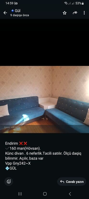 gullerin satisi: Künc divan, Açılan, Bazalı, Parça — 1