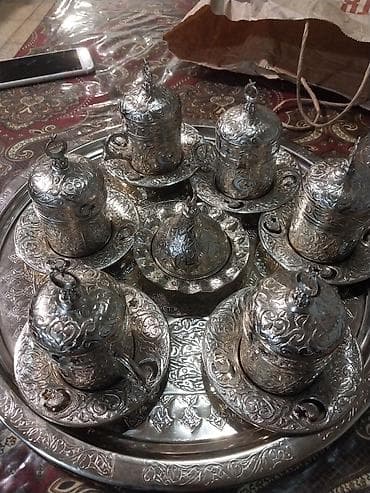 Qəhvə dəsti, rəng - Gümüşü, Metal