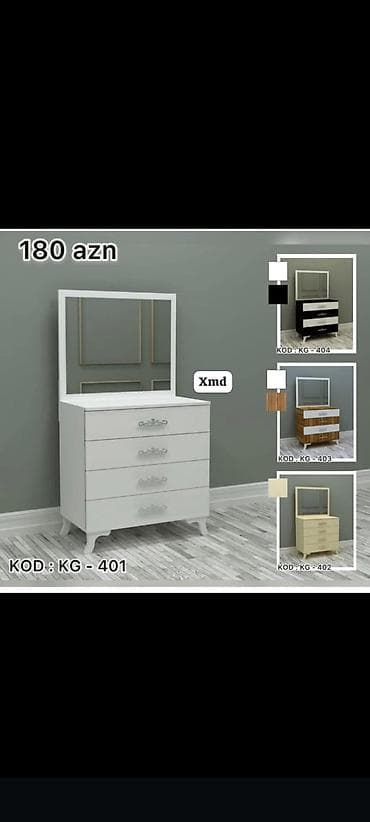 komod satilir: Komod və güzgülü komod dəsti Model və kodlar: - Komod, 4 çekmecəli – — 2