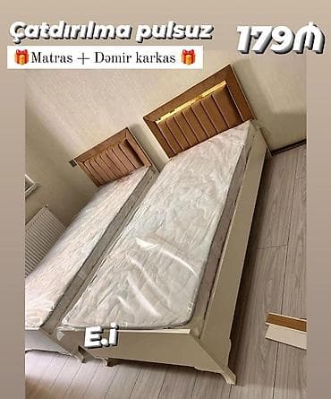 tekli yataq: Yeni, Təknəfərlik çarpayı, Bazalı, Matras ilə — 1