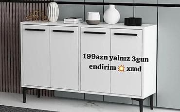 ucuz tap az dolablar: Ağ rəngli, minimalist dizaynlı 4 qapılı konsol/komod. - Düz, təmiz — 1