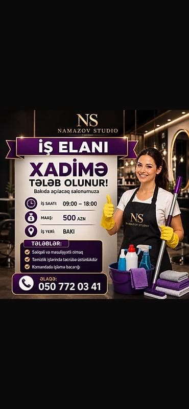 Xadimə tələb olunur, İstənilən yaş, Təcrübəsiz, 5/2, Aylıq ödəniş lalafo.az -da Xadimə tələb olunur, İstənilən yaş, Təcrübəsiz, 5/2, Aylıq ödəniş