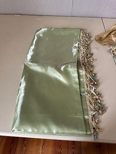 tullər: Pərdə dəsti – klassik dekorlu - Material: parlaq atlas tipli parça - — 2