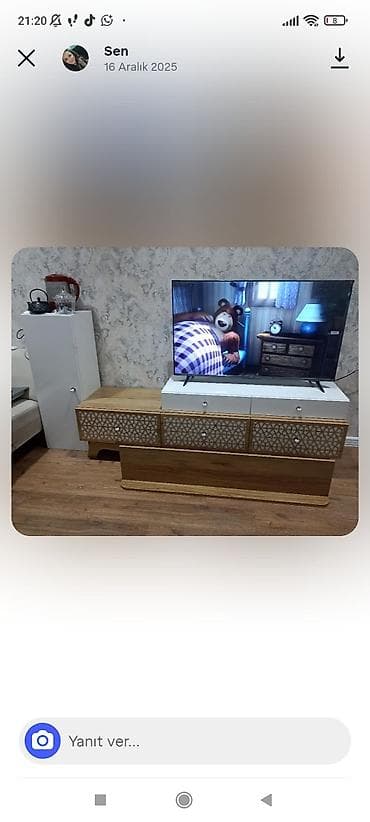 haçar naboru: Qonaq otağı üçün TV stendi və bufet dəsti - Rəng və material: ağ və — 3