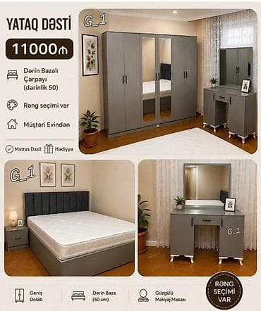 Yataq Dəsti – Model G_1 - Komplekt: 4 qapılı geniş dolab (ortada