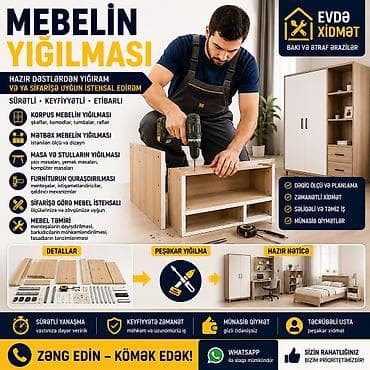 Мебельные услуги: 🛠 MEBELİN YIĞILMASI VƏ SİFARİŞLƏ İSTEHSALI Mebel almısınız və yığmağa — 1