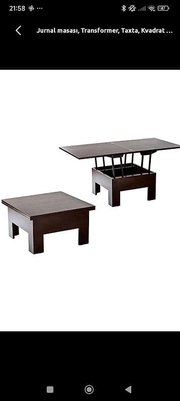 taxta masa: Kvadrat masa, Transformer, Təkərsiz, Teksturalı laminat — 1