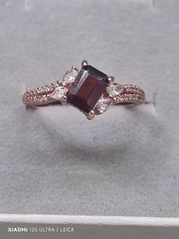 tək qaş uzuk: Üzük, Gümüş, 925 Əyar, Qranat — 3