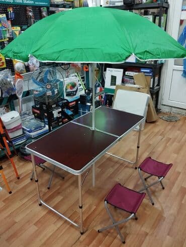 toxunma saplar satisi: Piknik stolu ve stullari 4 eded oturacaq ve 1 qatlanan stoldan — 2