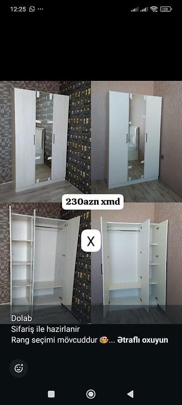 yataqlar: Düz dolab, Yataq otağı üçün, Paltar üçün, Açılan, Korpuslu, 3 qapılı — 1