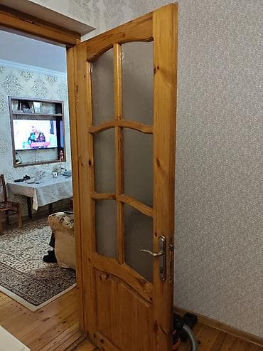 budda: Şüşəli taxta otaq qapısı - Material: təbii ağac (şam ağacı teksturası — 4