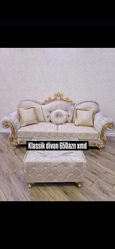 Klassik üslubda dəst: qızılı detallar və oyma elementlərlə işlənmiş 3