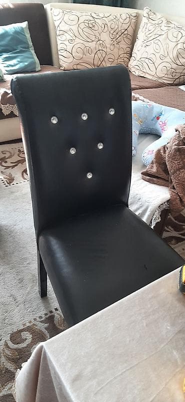 барные стулья: Qonaq otağı üçün, Açılmayan, Dördbucaq masa, 6 stul — 4