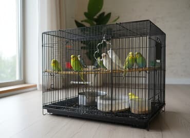 Papuqay 10 dənə qəfəslə birlikdə