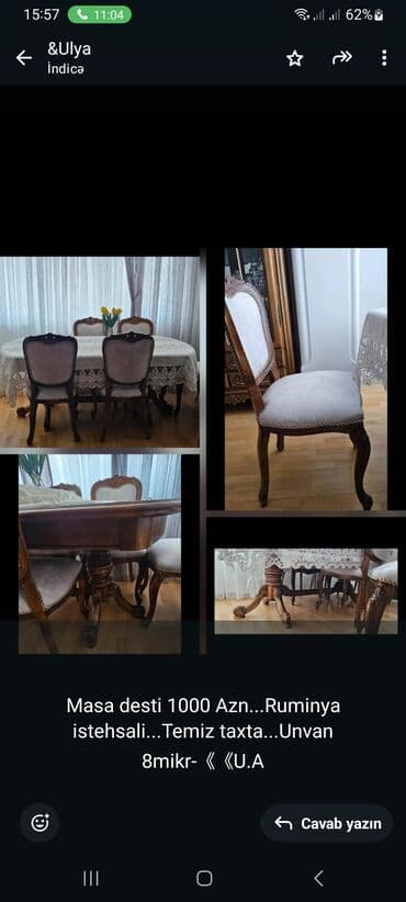 taxta stular: Qonaq otağı üçün, Açılmayan, Oval masa, 6 stul — 1