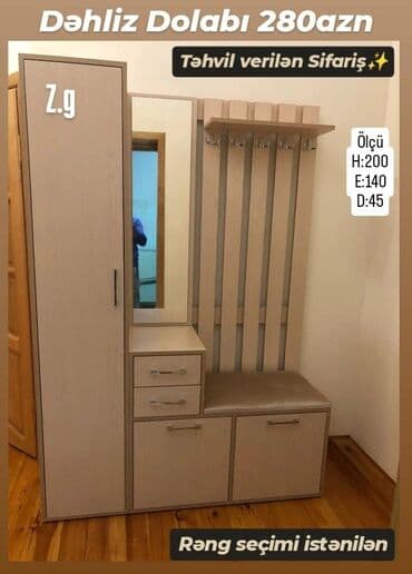Düz dolab, Dəhliz üçün, Paltar üçün, Açılan, Korpuslu, 1 qapı lalafo.az -da — 1 Düz dolab, Dəhliz üçün, Paltar üçün, Açılan, Korpuslu, 1 qapı — 1