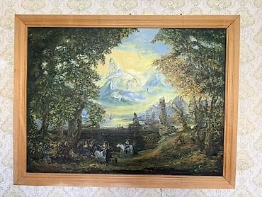 vanak yağı: Yağlı boya tablo – dağ mənzərəsi və pastoral səhnə - Texnika: yağlı — 1