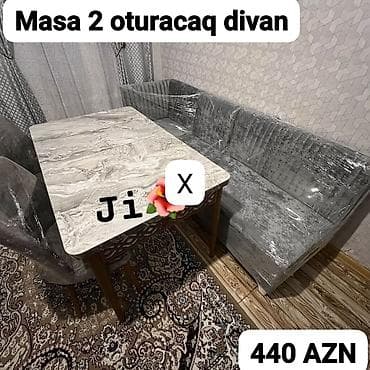 Mətbəx və ya yemək otağı üçün dəst: - Masa + 2 oturacaq divan (künc lalafo.az -da Mətbəx və ya yemək otağı üçün dəst: - Masa + 2 oturacaq divan (künc