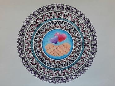divar saat: Əl işi qrafika və illüstrasiya rəsmləri (mandala və naxışlı — 8