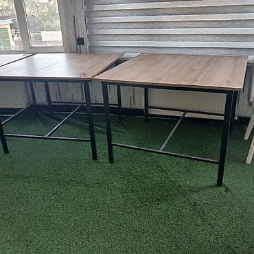 plasmas stul: Metall karkaslı taxta masa - Üst səth: ağac naxışlı laminat/LDSP — 2