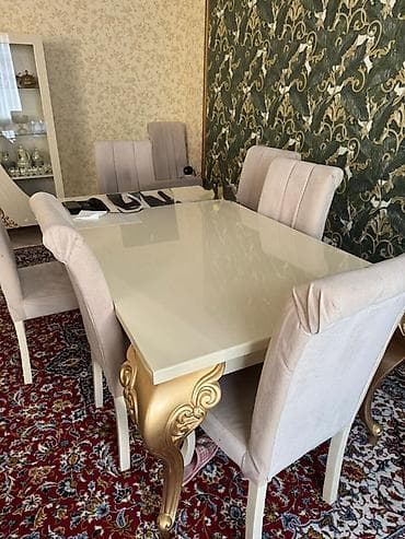 stol masa: Qonaq otağı üçün, Açılmayan, Dördbucaq masa, 6 stul — 3