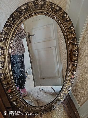 Güzgü Divar üçün, Oval, Dekorativ, Çərçivə ilə