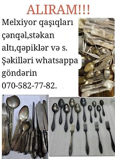 Xidmət: Melxior və digər metal əşyaların qəbulu Aşağıdakı əşyalar