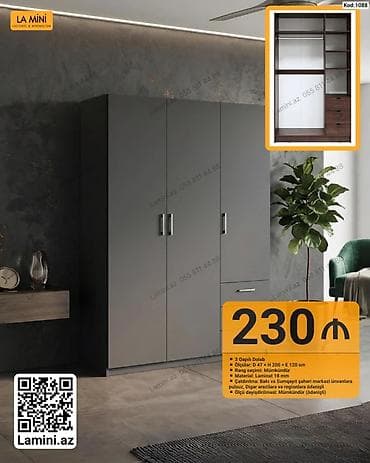 3 qapılı dolab – La Mini - Ölçü: D 47 × H 200 × E 120 sm - Material — 1