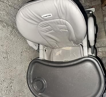 deri plas: Masal Kids uşaq yemək stulu - Rəng: boz-ağ tonlarda - Geniş və — 2