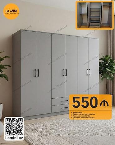 6 qapı, Siyirməli, Digər rəng, Açılan, Düz dolab — 1