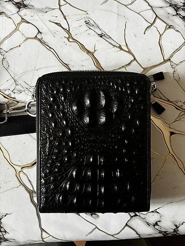 hard disk pc: Krokodil naxışlı çiyin çantası - Rəng: Qara - Material: Teksturalı — 1