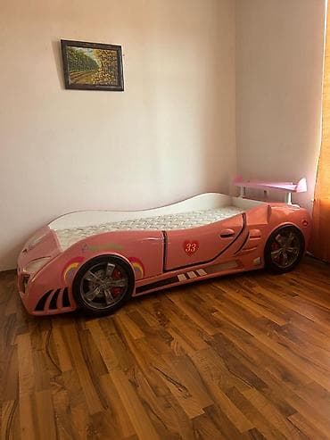 Uşaq mebeli: Uşaq maşın formalı çarpayı - Rəng: çəhrayı, dekorativ “Princess” və — 1