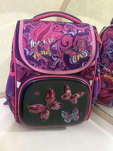 çanta mektebli: Məktəb çantası – qızlar üçün - Rəng və dizayn: bənövşəyi-çəhrayı — 1