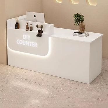 Ağ rəngli modern resepsiyon/qarşılama masası - Minimalist dizayn