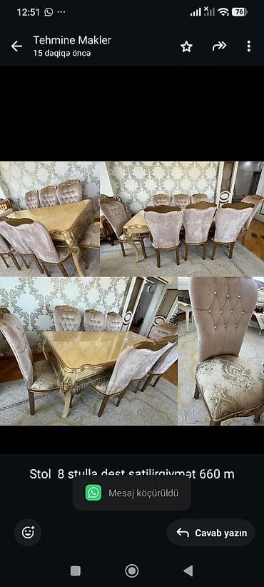 stol stul: Stol 8 stulla dest satilirqiymət 660 m unvan Razin*Tehi — 1