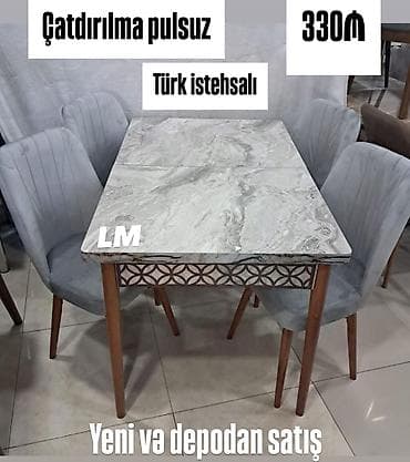 Mətbəx üçün, Açılan, Dördbucaq masa, 4 stul